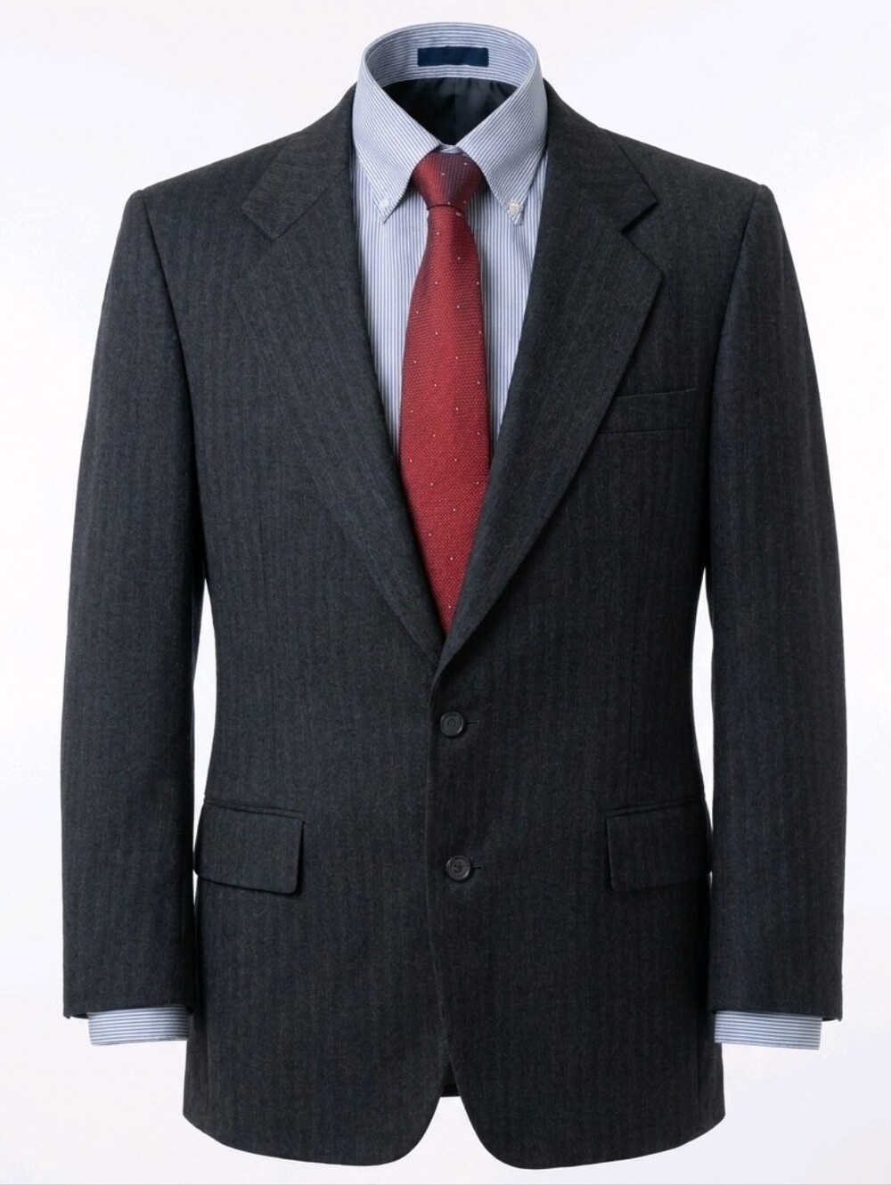 Jos A Bank Executive Collection Gordon Wool Blazer 43L Navy Herringbone Made USA